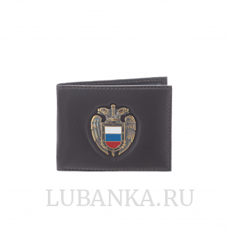 Обложка для удостоверения ФСО с жетоном узкая пухлая черная