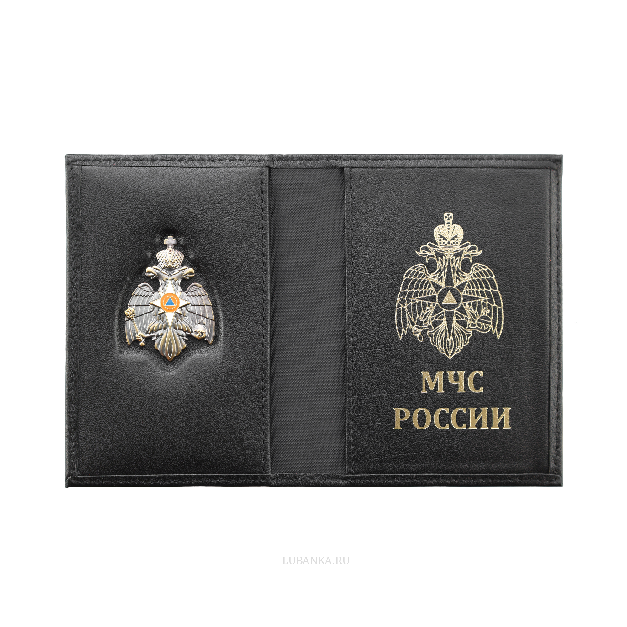 Обложка для автодокументов МЧС с жетоном черная