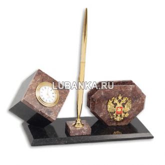 Настольный набор для руководителя «Куб» из камня